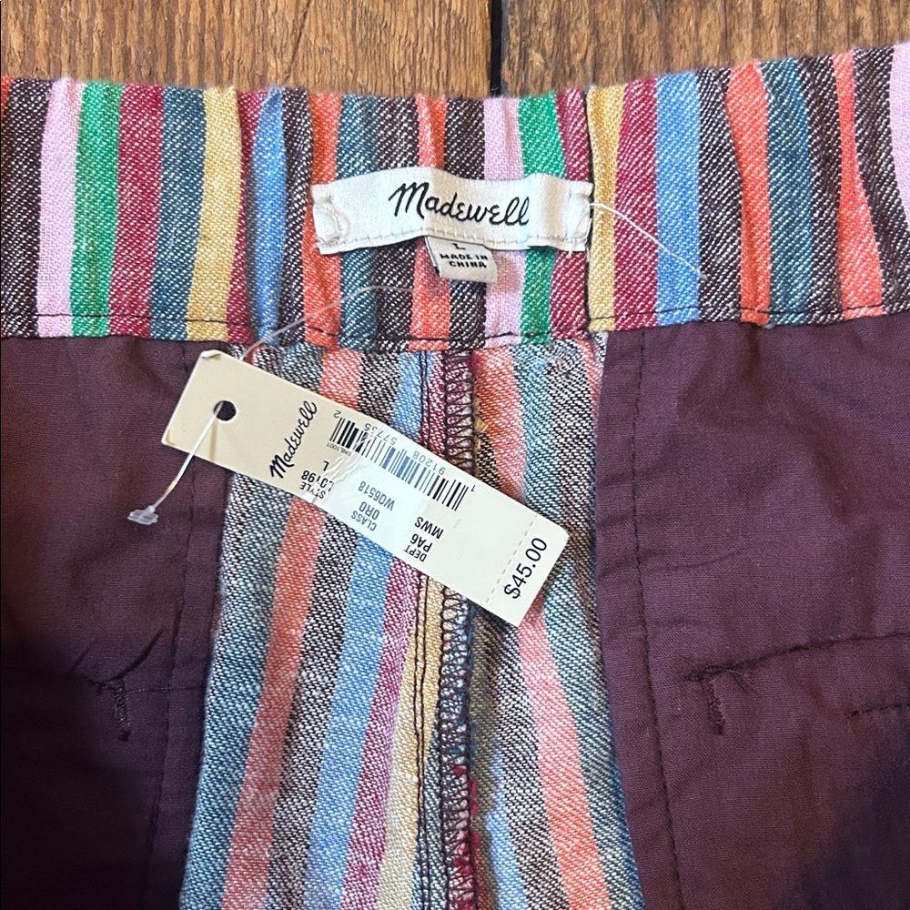 NWT MADEWELL Pull-On Shorts in Rainbow Stripe - Picture 4 of 5